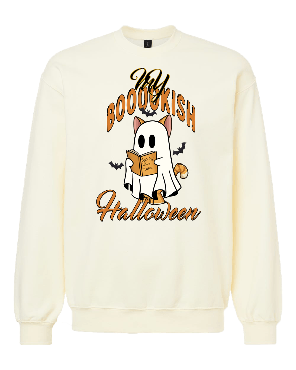 My Booookish Halloween Sweatshirt | Ghost Cat Reader Crewneck — Jeby's Creations